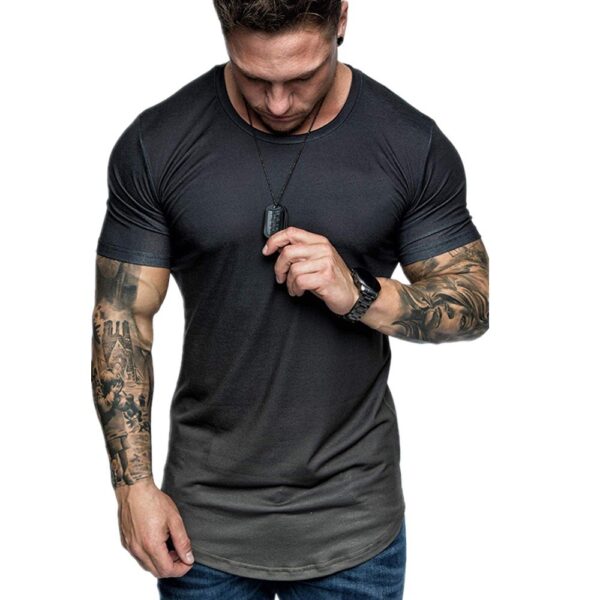 Gradient T-shirt Summer Round Neck Short Sleeve T-shirt Men - Image 3