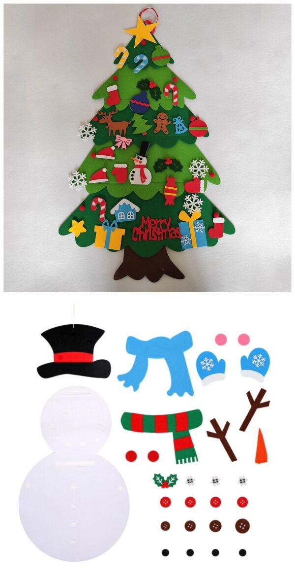 DIY Felt Christmas Tree New Year Toddler Kids Handmade Gift Toys Door Wall Hanging Ornaments Holiday Party Home Decor Set - Image 6