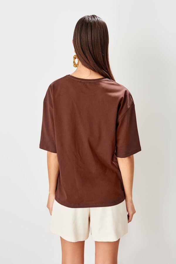 Women's cotton t-shirts brown Printed top - Image 2