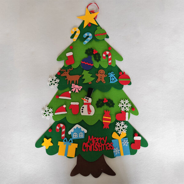 DIY Felt Christmas Tree New Year Toddler Kids Handmade Gift Toys Door Wall Hanging Ornaments Holiday Party Home Decor Set - Image 4