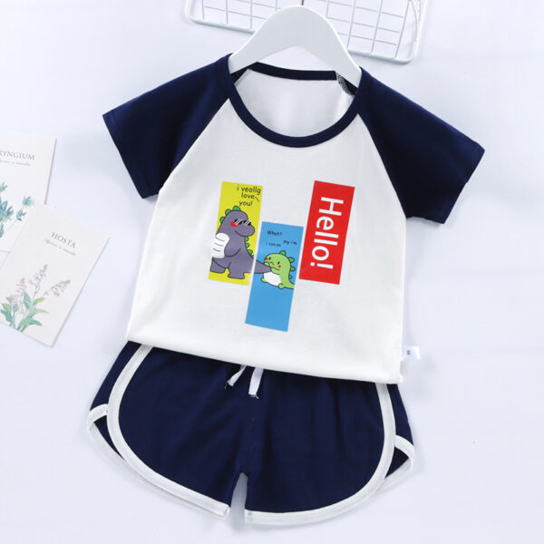 Children's Short Sleeve Suit Boys' And Girls' T-shirts And Shorts - Image 2