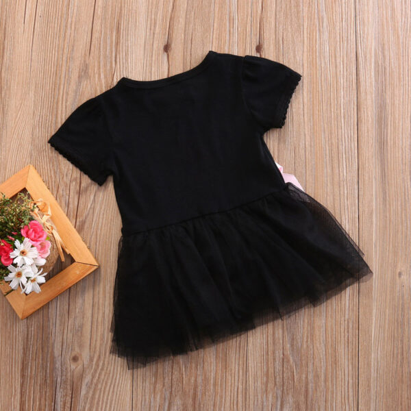 Toddler Girls Clothing Outfit Little Black Dress  Short Sleeve Princess Onesie With A Bow 6-24 Months - Image 4