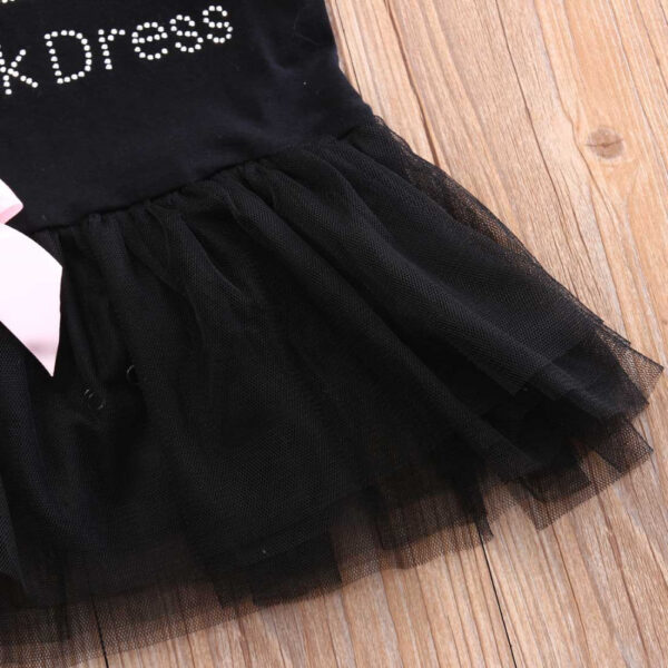 Toddler Girls Clothing Outfit Little Black Dress  Short Sleeve Princess Onesie With A Bow 6-24 Months - Image 2