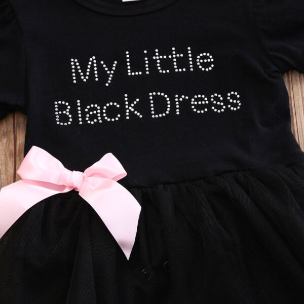 Toddler Girls Clothing Outfit Little Black Dress  Short Sleeve Princess Onesie With A Bow 6-24 Months - Image 6