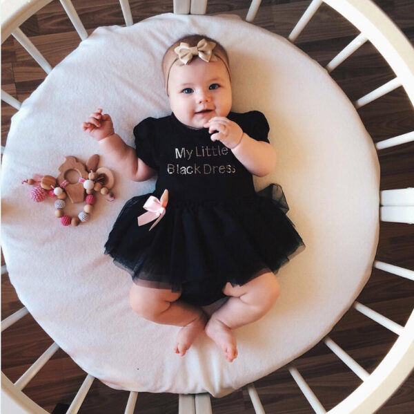 Toddler Girls Clothing Outfit Little Black Dress  Short Sleeve Princess Onesie With A Bow 6-24 Months