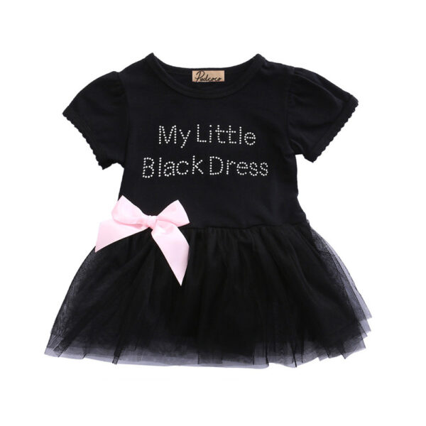 Toddler Girls Clothing Outfit Little Black Dress  Short Sleeve Princess Onesie With A Bow 6-24 Months - Image 5