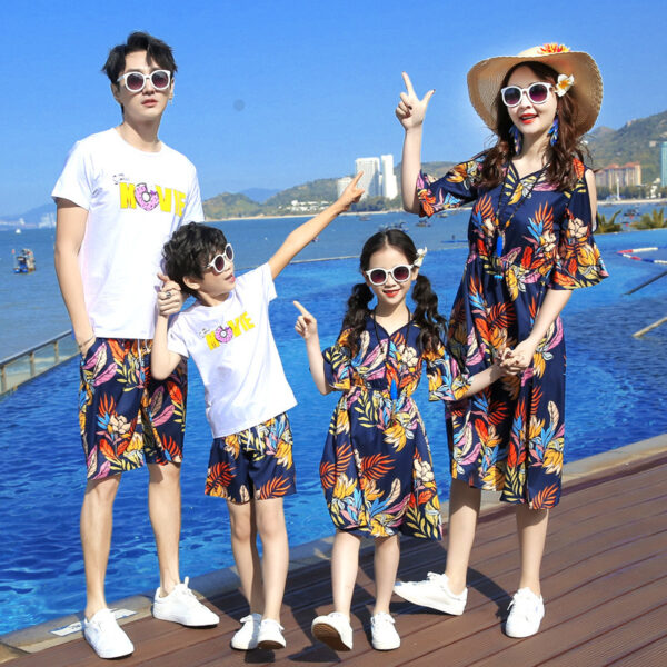 Summer Family Matching Outfit Mother and Daughter Dresses Daddy and Son T-shirt Short Pants Family look Clothes Set - Image 4