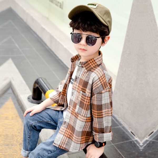 Children's Shirts, Boys' Plaid Shirts, Long Sleeves - Image 5