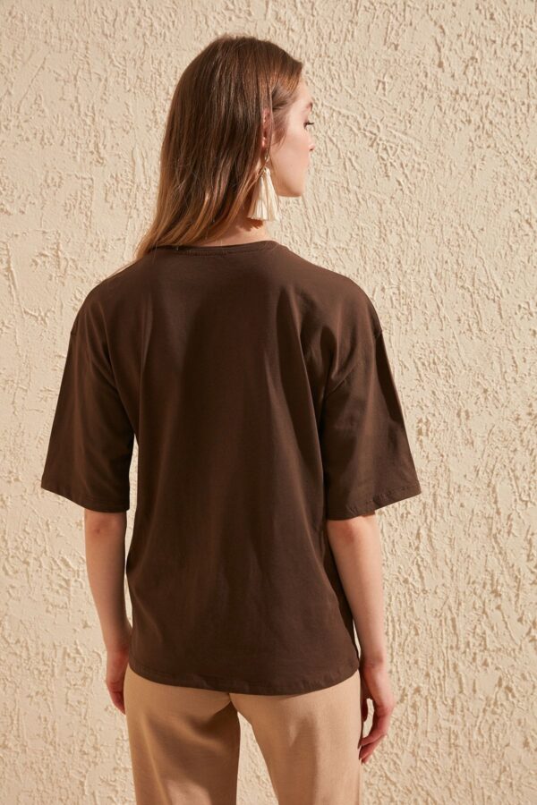 Women's cotton t-shirts brown Printed top - Image 9