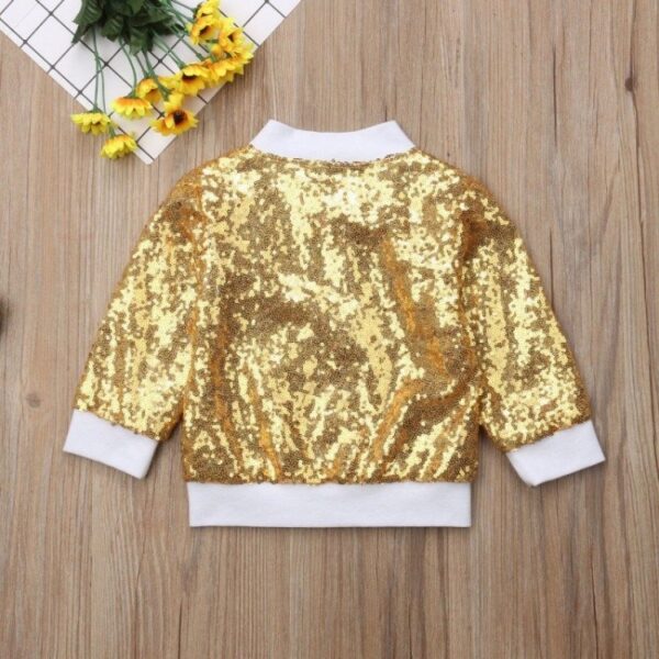 Clothes Children Kids Jacket Coat Baby Girl Girls White Gold - Image 3