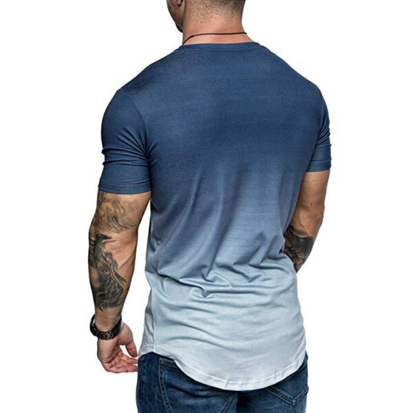 Gradient T-shirt Summer Round Neck Short Sleeve T-shirt Men - Image 4