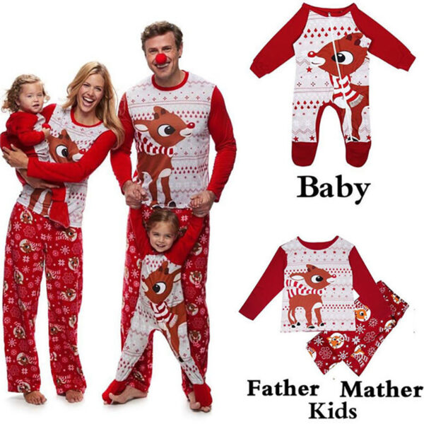 Outfits Christmas Family Matching Pajamas Men Womens Kids Baby Sleepwear Cute Fox Pattern Infant Romper Family Clothes Set - Image 6