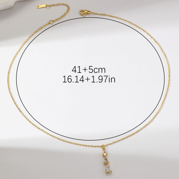 Fashion Simple Zircon Clavicle Chain All-matching Graceful Water Drop Pendant Necklace - Image 7