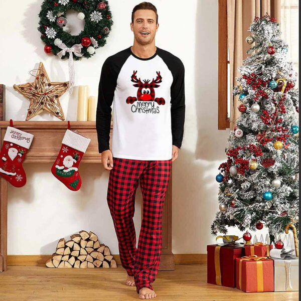 Family Christmas Pajamas Matching Sets Christmas Sleepwear Parent-Child Pjs Outfit For Christmas Holiday Xmas Party - Image 3