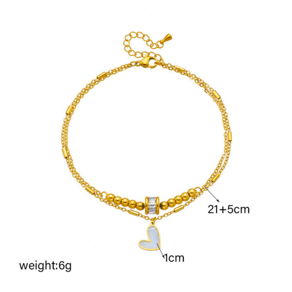 Fashion Jewelry Boho Classic Love Heart Ankle Chain Double Layer Chain Bracelet Anklet Charm Tassel Leg Chain On Foot Chain Women Party Jewelry Accessories - Image 6