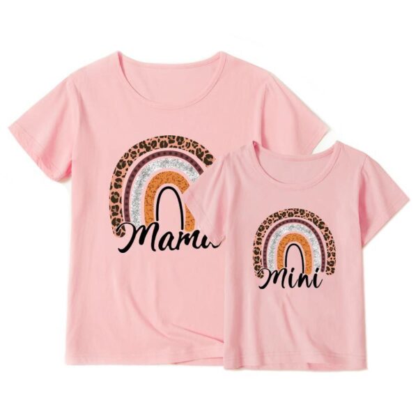 Valentine's Day Mother-daughter Matching Outfit Mom And Daughter European And American Summer Casual Trend New Rainbow Letter Print Short-sleeve - Image 6