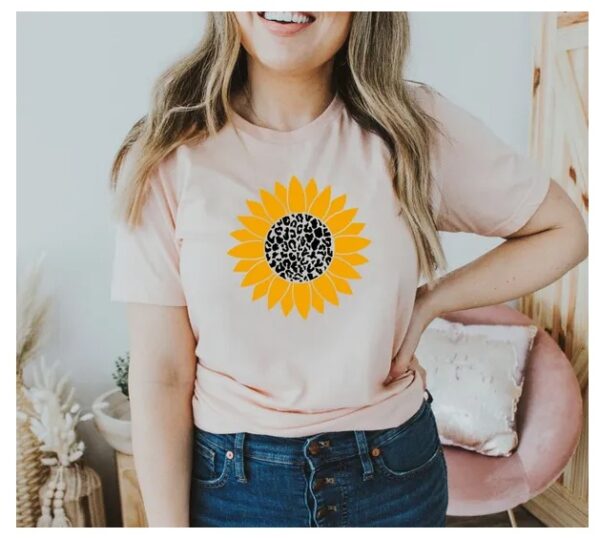 Leopard Sunflower T-shirt, Thanksgiving Shirt, Halloween Tee, Fall Shirt, Garden Shirt, Pumpkin Top, Gift For Her, Mom Shirt, Floral Shirt