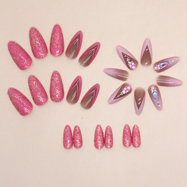 Almond Double French Fake Nails - Image 3