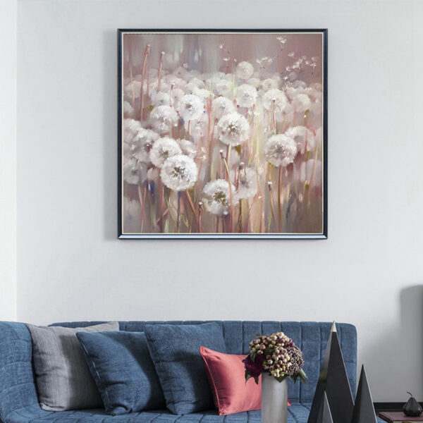 Frameless White Flower Wall Art Oil Painting - Image 2