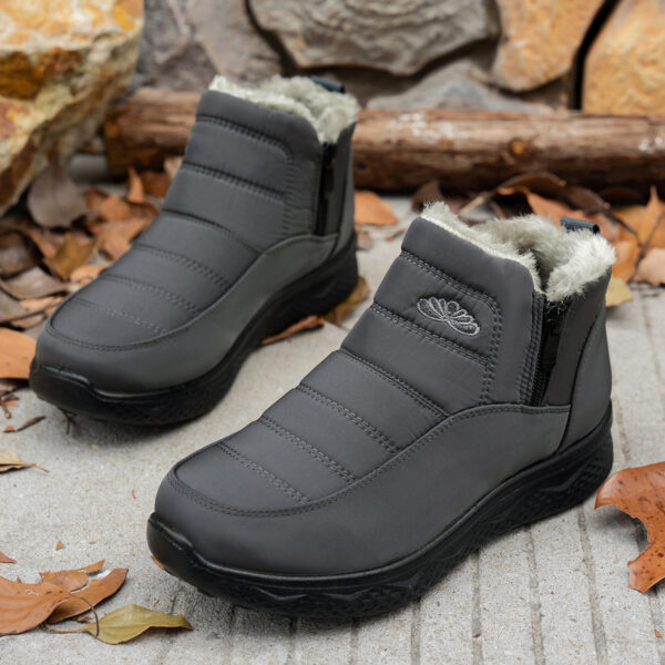 Winter Snow Boots WIth Side Zipper Casual Warm Plush Flat Shoes Women's Fleece Ankle Boot - Image 9