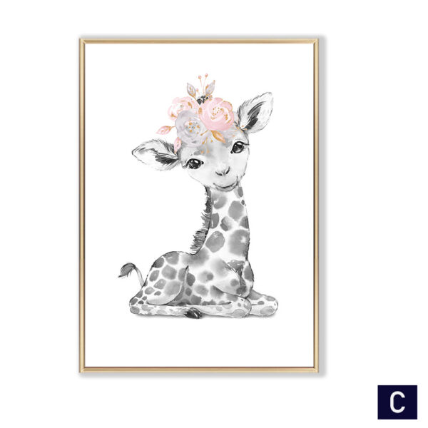 Giraffe Lion Poster Wall Art Canvas Painting - Image 3