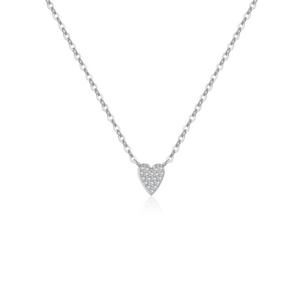 S925 Loving Heart In Sterling Silver Diamond Heart-shaped Pendant Necklace - Image 3