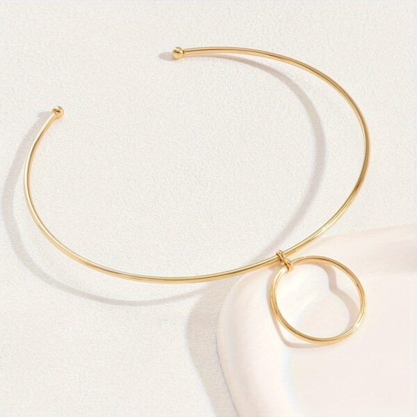 Metal Circle Collar Gold And Silver Elegant Personality - Image 3