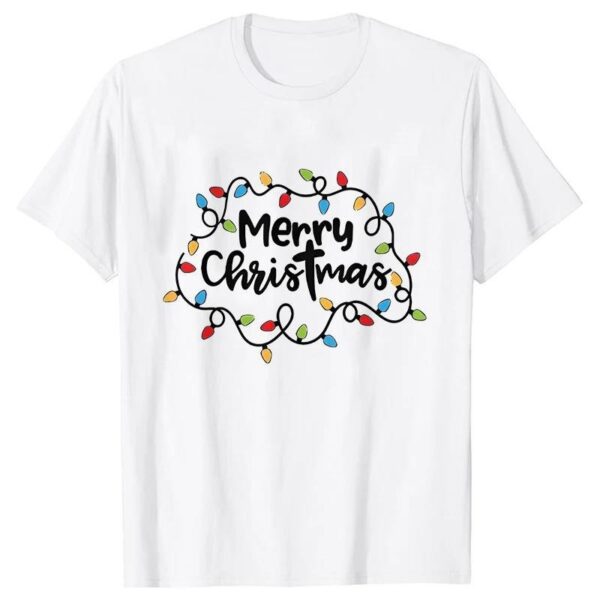 Men T-Shirt Christmas Lights Graphic Party T - Image 9