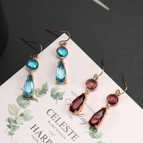 Copper Edging Geometric Multicolor K9 Glass Crystal Pendant Earrings - Image 10