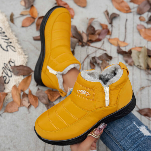 Winter Snow Boots WIth Side Zipper Casual Warm Plush Flat Shoes Women's Fleece Ankle Boot - Image 4