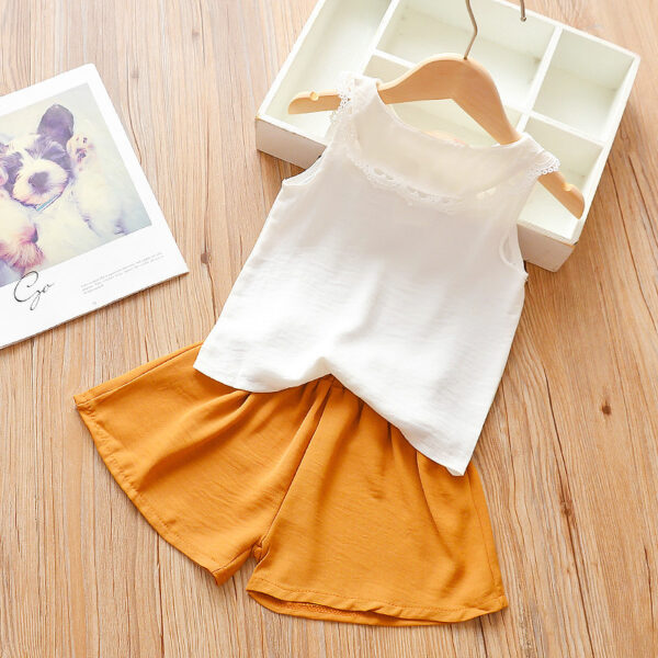 Girls' Short-sleeved T-shirt Suspender Skirt Two-piece Suit - Image 3