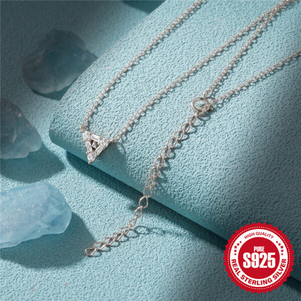 S925 Sterling Silver Personalized Triangle Diamond Short Necklace For Ladies Necklace - Image 7