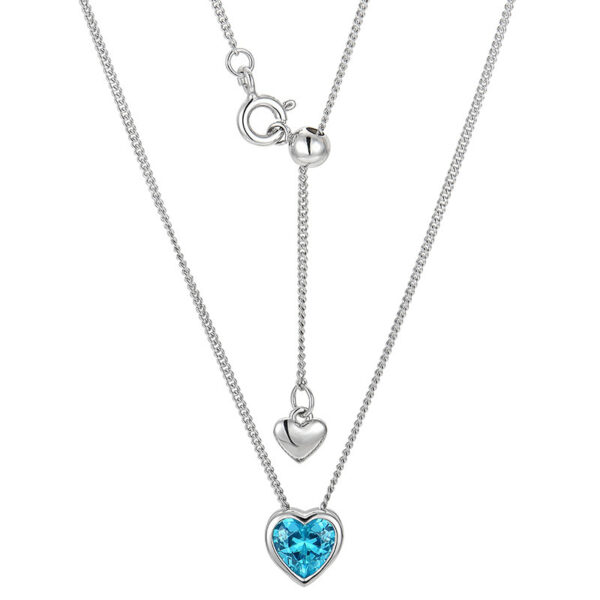 Ocean Heart S925 Sterling Silver Inlaid Zircon Heart-shaped Collarbone Necklace - Image 3