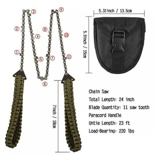 Braided Umbrella Rope Camping Survival Pocket Saw - Image 4