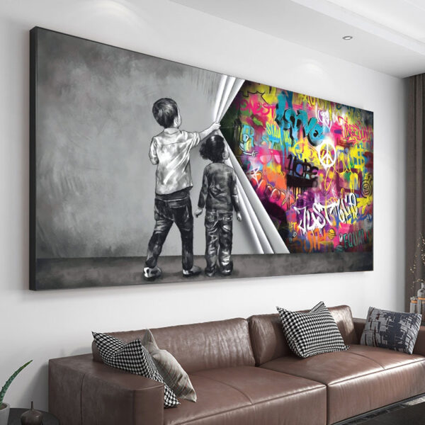 Children's Graffiti Wall Art Canvas Abstract - Image 6