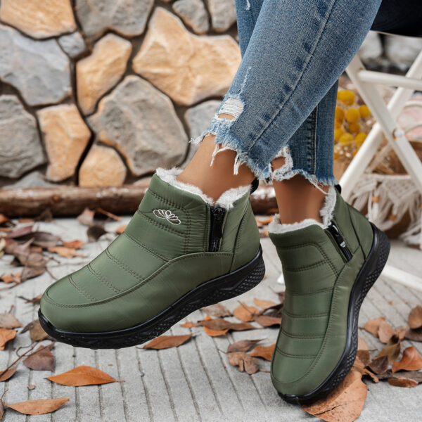 Winter Snow Boots WIth Side Zipper Casual Warm Plush Flat Shoes Women's Fleece Ankle Boot - Image 6