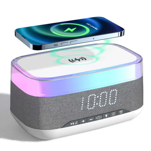 Intelligent Multifunctional Alarm Clock Bluetooth Speaker Wireless Charger Fast Charge Clock Atmosphere Night Light Home Decor - Image 6