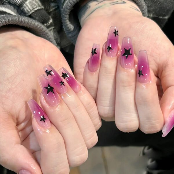 Wear Nail Sweet Cool Ice Transparent Purple Fake Nails Black - Image 4