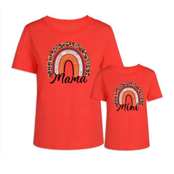 Valentine's Day Mother-daughter Matching Outfit Mom And Daughter European And American Summer Casual Trend New Rainbow Letter Print Short-sleeve - Image 9