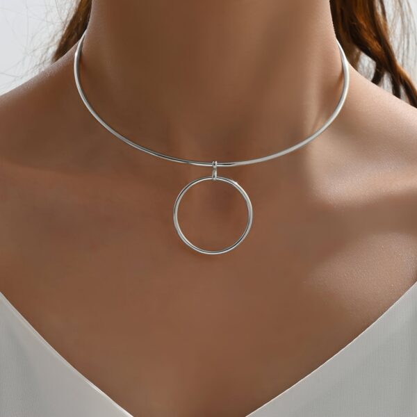 Metal Circle Collar Gold And Silver Elegant Personality