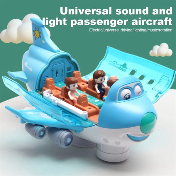 360 Rotating Electric Plane Airplane Toys For Kids Bump And Go Action Toddler Toy Plane With LED Flashing Light Sound For Boys - Image 2