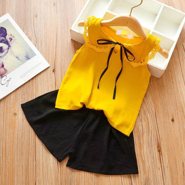 Girls' Short-sleeved T-shirt Suspender Skirt Two-piece Suit - Image 8