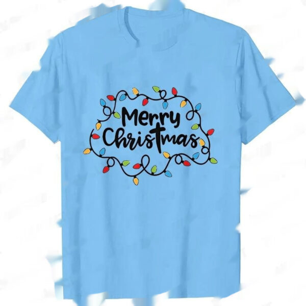 Men T-Shirt Christmas Lights Graphic Party T - Image 10