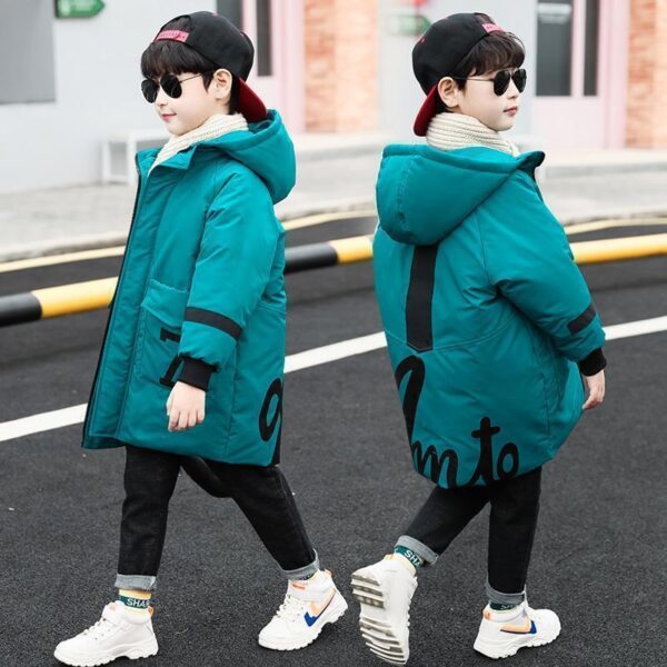 Winter Mid-Length Padded Jacket – Thick Warm Coat for Big Children - Image 2