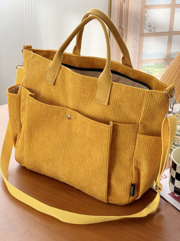 Corduroy Thick Shoulder Bag – All-Match Simple Tote and Messenger Bag for Students - Image 5