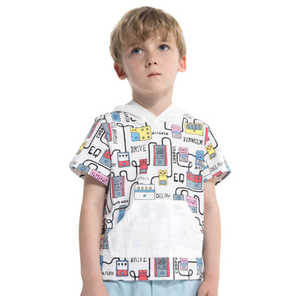 Cartoon print boy's hooded short sleeve t-shirt - Image 6