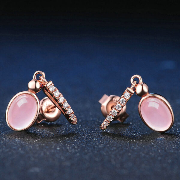 "Pink Crystal Hibiscus Earrings - Elegant Jewelry for Women" - Image 2