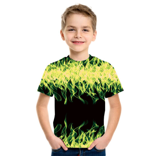 New Boys' Three-color Flame 3D Printed Short-sleeved T-shirt - Image 7