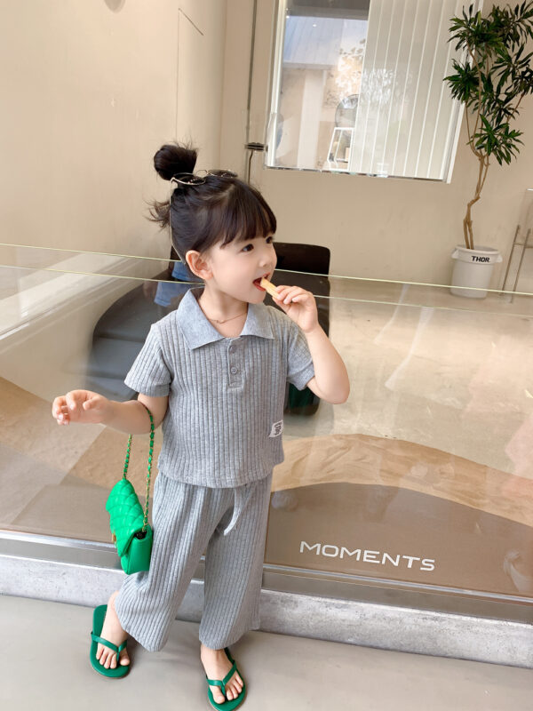 Girls' Cotton Blend Outfit – Short Sleeves and Pants Set - Image 2