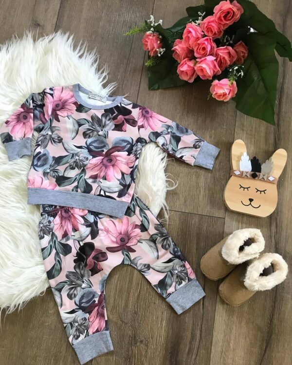 Autumn Baby Girl Clothing Set – Floral Print Newborn Leisure Outfit - Image 2